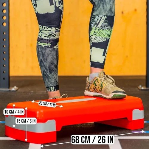 Miniatura 2 de PRISP Plataforma ajustable para ejercicios – 2 niveles (4''/6'') 26" Fitness Stepper para entrenamientos aeróbicos