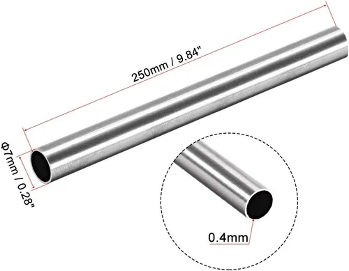 Miniatura 2 de uxcell Tubo redondo de acero inoxidable 304 0.276 in OD 0.016 in espesor de pared 9.843 in de longitud Tubo recto sin costura 4 piezas