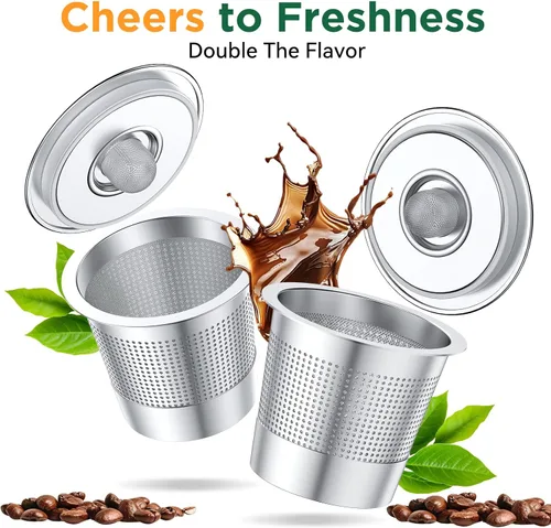 Miniatura 7 de AANQQ Cápsulas reutilizables K Cup para Keurig: paquete de 4 cápsulas mejoradas de malla de acero inoxidable de doble capa - Filtro recargable