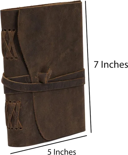 Miniatura 7 de Diario de viaje de cuero, cuaderno encuadernado vintage hecho a mano para hombres y mujeres, acabado antiguo, cuero de búfalo auténtico, papel