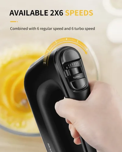 Miniatura 2 de SHARDOR Batidora de mano eléctrica, 6 velocidades y turbo, mezclador eléctrico de mano, estuche de almacenamiento a presión, 5 accesorios de acero