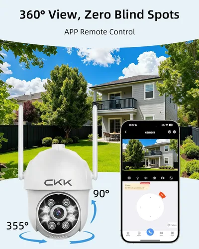 Miniatura 3 de CKK - Cámaras de seguridad 2K para exteriores, 2.4G/5G, cámaras de seguridad inalámbricas para el hogar, 360 PTZ, detección de movimiento PIR