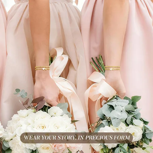 Miniatura 6 de Ursteel Pulsera de corazón con inicial para mujer, delicada, chapada en oro de 14 quilates, pulseras de cuentas para mujer, joyería de corazón