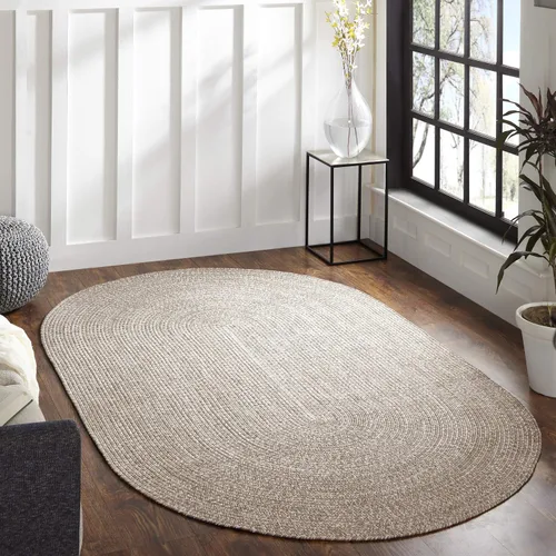 Miniatura 29 de BNM - Alfombra ovalada bohemia para interiores y exteriores con patrón trenzado sólido, perfecta para patio trasero, patio, oficina, sala de estar