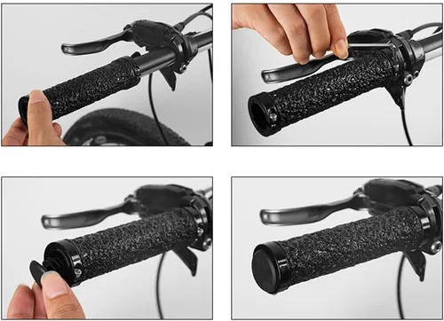 Miniatura 3 de Empuñaduras de manillar de bicicleta, 1 par de empuñaduras ergonómicas para manillar de bicicleta, agarre universal de doble bloqueo para manillar