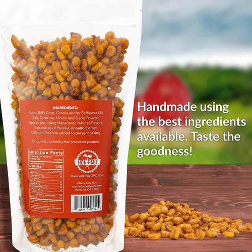 Miniatura 2 de Albina City Nuts Maíz tostado picante, extremadamente picante y sabroso, con un suave crujido hecho de ingredientes no transgénicos libres