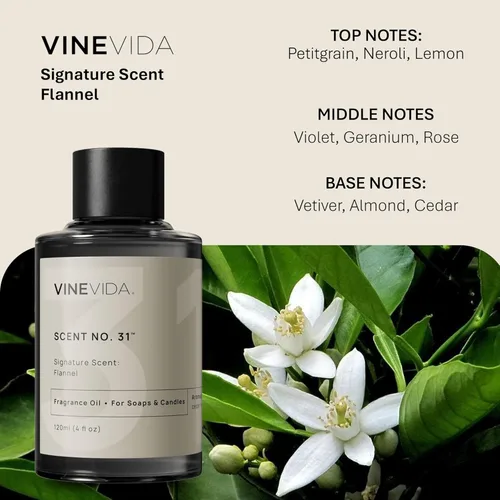 Miniatura 2 de VINEVIDA Aceite de fragancia de franela de 4 onzas para hacer velas y hacer jabón, aromas de velas prémium para velas de soja