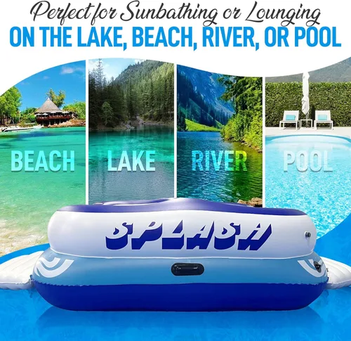 Miniatura 6 de Serenelife Inflatable Towable Tube for Boating, 2 Rider Capacity with Deck Seats & Backrest, 450 lbs Water Sports Tube, Durable Nylon Cover