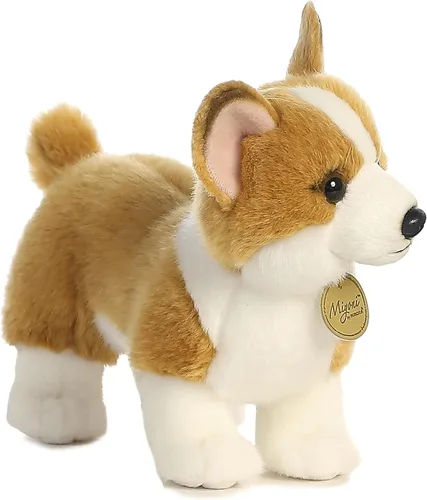 Aurora® Adorable perro Corgi de peluche Miyoni®, detalle realista, compañía entrañable, marrón, 10.5 pulgadas