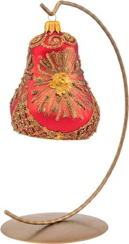 Miniatura 2 de Adorno de campana de Navidad de vidrio soplado de 4 pulgadas (estrella de fuego)