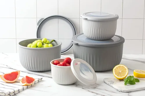 Miniatura 221 de COOK WITH COLOR Tazones de preparación con tapas - Juego de tazones pequeños de mezcla de plástico anchos y profundos anidables con tapas, juego