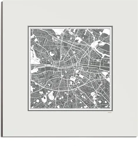 Miniatura 158 de O3 Design Studio Mapa de corte de papel Madrid negro mate de 20 x 20 pulgadas