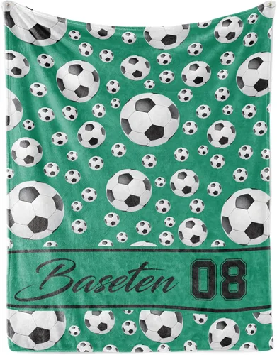 Miniatura 15 de Manta de fútbol personalizada con nombre, mantas personalizadas suaves para deportes de fútbol, mantas de cama verde, regalo personalizado