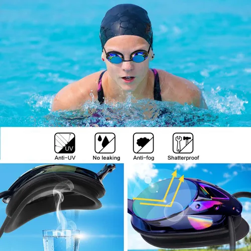 Miniatura 4 de Gafas de natación, antiniebla, protección UV, espejadas y transparentes