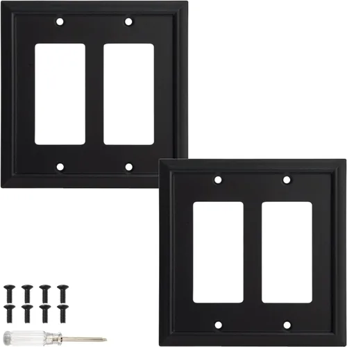 Miniatura 9 de Placa de pared, cubiertas de toma de corriente dúplex, cubierta de interruptor de luz negro mate - Placa de cubierta de toma de corriente eléctrica