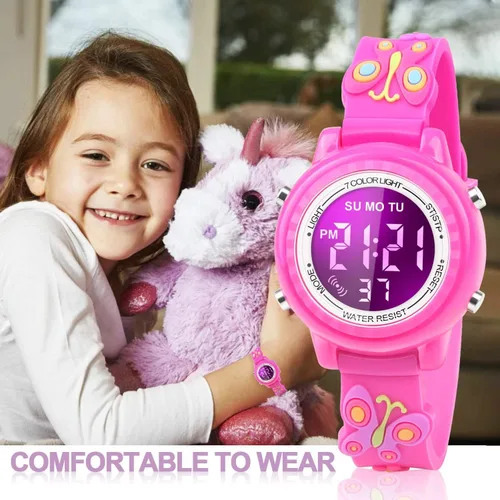 Miniatura 46 de Relojes LED impermeables para niños con alarma, juguetes para niños, regalos para niñas de 3 a 10 años