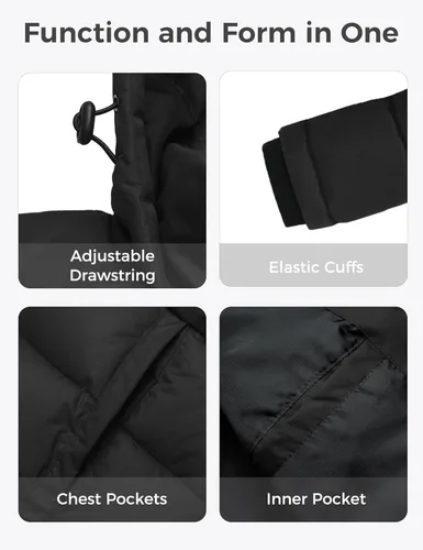 Miniatura 7 de Wantdo - Chaqueta acolchada impermeable para hombre, con capucha, de invierno