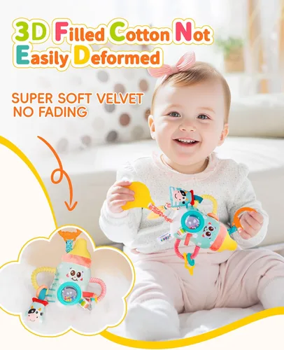 Miniatura 7 de Jollybaby Juguete de Vibración y Tracción para Bebé - Juguetes Sensoriales Colgantes para Tiempo Boca Abajo para Asiento de Auto, Cochecito, Cuna
