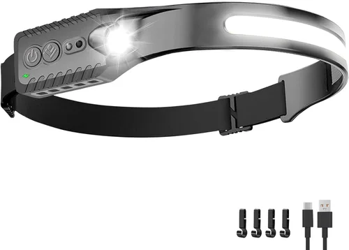 Miniatura 13 de Nessciera Linterna LED recargable (Azul), 400 lúmenes, haz ancho de 230°, USB-C, IPX4, 5 modos — Banda ajustable ligera; clips para casco