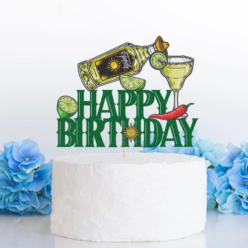 Miniatura 5 de Decoración para tartas de fiesta de cumpleaños de tequila – Suministros de fiesta de Cinco de Mayo para hombres – Taco Bout A Party Cocktail