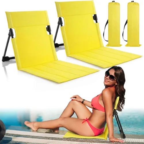Miniatura 13 de Karenhi Sillas plegables junto a la piscina para borde de la piscina, sillas de playa portátiles con soporte trasero, asientos plegables de piscina