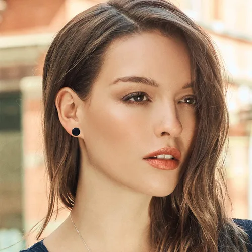 Miniatura 2 de Gem Stone King Aretes redondos de oro de 14 quilates con piedra natal Redondos de 0.315 in Aretes de oro macizo para mujer