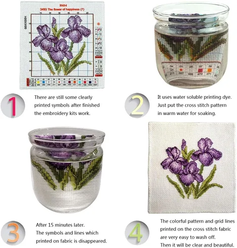Miniatura 4 de Kits de punto de cruz impreso, 11 quilates, 14 x 14 pulgadas, 100% algodón, regalo de vacaciones, kit de iniciación de bordado, patrones fáciles