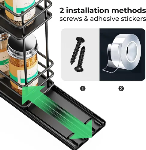 Miniatura 5 de Mystozer Organizador de especias extraíble para gabinete, estante de especias deslizante, organizador de gabinete de especias fácil de instalar, 2.5
