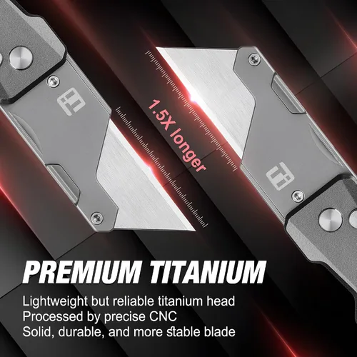 Miniatura 3 de FLISSA Cuchillo Utilitario Avanzado de Titanio, CNC de Cuerpo Único, Cortador de Caja Plegable de Metal Ligero, Cuchillo de Afeitar de Cambio Rápido