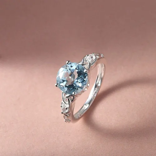 Miniatura 5 de Compra hermosos anillos de compromiso LC para mujer, piedra de topacio azul, plata de ley 925, piedra natal de amor, Metal, Topacio