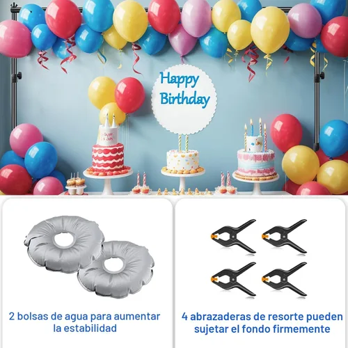 Miniatura 4 de Soporte para Telón de Fondo EMART, 6.5 x 10 pies, Ajustable, Kit de Tubo y Telón para Fotografía con Base Plana de Metal Resistente para Fiestas