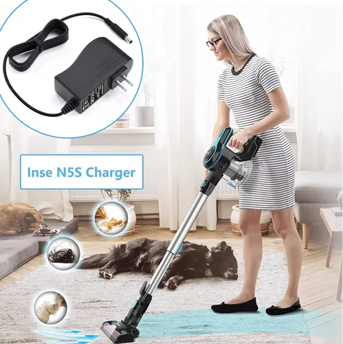 Miniatura 4 de VHBW Cargador para aspiradora inalámbrica INSE compatible con Inse N5S N5 N6 N6S V70 N6-1 N6-2 AC, cable de alimentación para Wowgo S108, adaptador