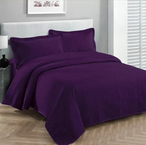 Miniatura 9 de Colección Fancy Juego de Colcha de Lujo con Sobrecama y Cubierta de Cama con Relieve Sólido Blanco Nuevo Tamaño Extra Grande Full/Queen