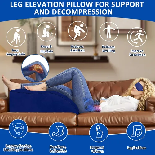 Miniatura 2 de Almohada de pierna inflable para después de la cirugía – Almohada de elevación de pierna para dormir de lado, hinchazón y circulación, almohada
