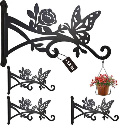 Miniatura 12 de Paquete de 2 ganchos de pared colgantes para plantas de 12 pulgadas, ganchos de pared para comedero de pájaros, gancho de metal resistente