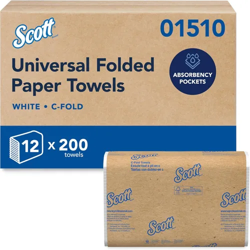 Zama Scott toallas de papel C-Fold para dispensador, Kimberly-Clark cuidado de la salud SKU 1510, blanco, 10.125 x 13.15 pulgadas., Blanco, 2400
