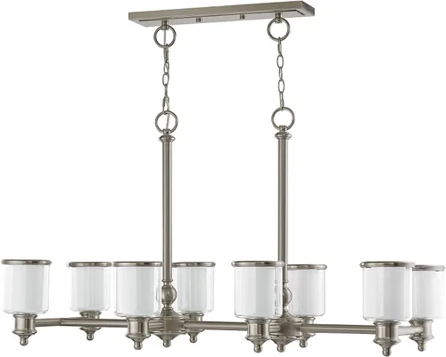 Miniatura 4 de Livex Lighting 40208-91 - Lámpara de araña lineal de transición con ocho luces de Middlebush Collection en Pwt, Nckl, B/S, Slvr. acabado, 41.75