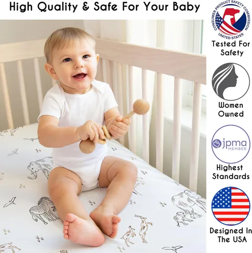 Miniatura 3 de Sweet Jojo Designs Sábanas bajeras para cuna de bebé (animales de safari jungla) para niños o niñas, guardería infantil, habitación de niños