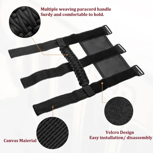 Miniatura 3 de Accesorios para Jeep Bandera de EE.UU. Mango de Agarre para Barra Antivuelco Compatible con Jeep Wrangler YJ TJ JK JKU JL JLU y Gladiator JT Negro