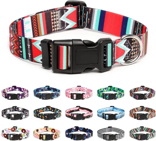 Miniatura 32 de Mercano Collar ajustable para perros - Diseños especiales con patrones, collar suave de nylon cómodo y resistente para perros pequeños, medianos