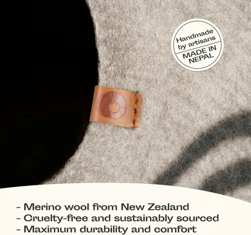 Miniatura 3 de MEOWFIA Cueva de gato – Cama de gato de fieltro premium para gatos de interior, hecha a mano 100% lana de merino, gato (gris claro, grande)
