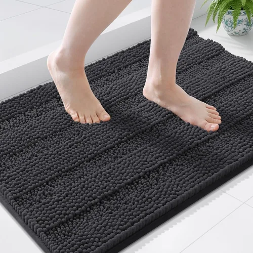Miniatura 131 de Grandaily Alfombras de baño de felpilla a rayas de 24 x 16 pulgadas, extra gruesas y suaves, absorbentes, parte trasera de goma, alfombra de ducha