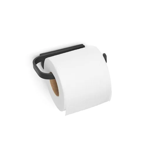 Brabantia Mindset - Portarrollos de papel higiénico montado en la pared (gris infinito mineral) de apertura amplia, estante de pañuelos de baño,