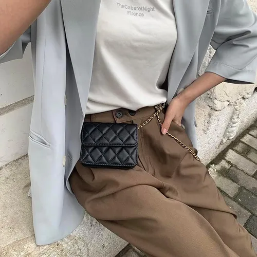 Miniatura 9 de Mini bolso de cintura para mujer, bolso de cintura pequeño de moda para mujer, accesorios Y2K de moda, Negro -, Compacto, moderno