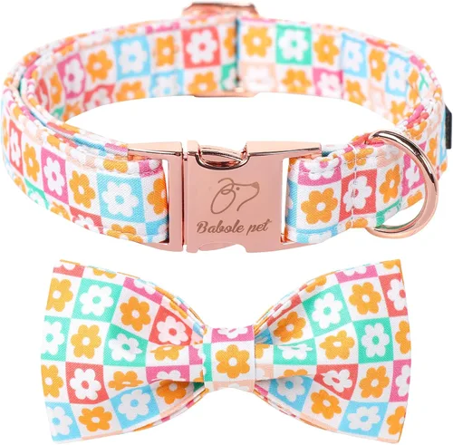 Miniatura 52 de Collares Verdes para Perros Pequeños, Lindo Collar de Pana para Perro con Corbatín, Hebilla de Metal de Seguridad, Collares Ajustables
