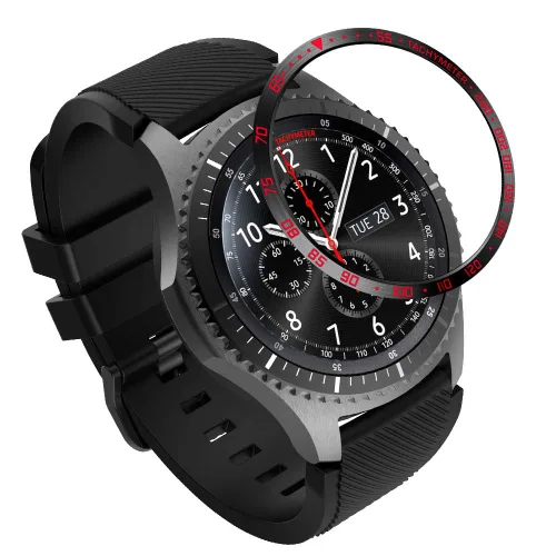 Miniatura 20 de AISPORTS Anillo de bisel compatible con Samsung Galaxy Watch 1.811 in bisel Loop cubierta adhesiva anti arañazos acero inoxidable bisel de metal