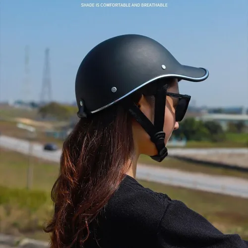 Miniatura 4 de Casco eléctrico retro Vespa para jóvenes, medio casco de motocicleta para adultos, casco ligero de invierno aprobado por DOT para hombres y mujeres