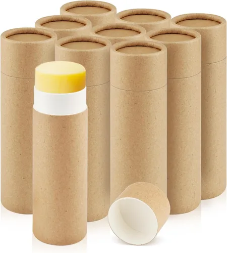 10 tubos desodorantes de cartón de 2 onzas, soporte de tubo de papel kraft vacío estilo push-up, contenedor sólido redondo biodegradable de cartón