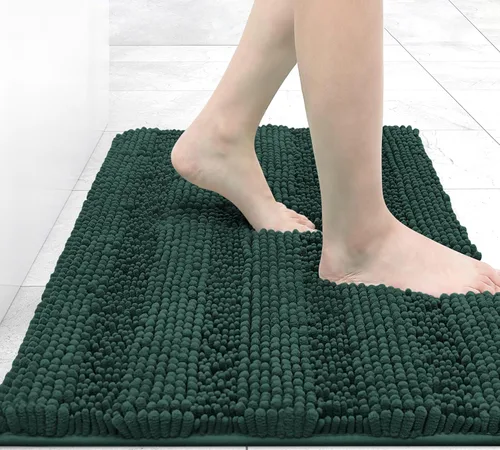 Miniatura 127 de Grandaily Alfombras de baño de felpilla a rayas de 24 x 16 pulgadas, extra gruesas y suaves, absorbentes, parte trasera de goma, alfombra de ducha