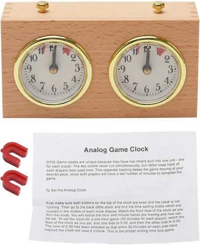 Miniatura 6 de fayle Temporizador de reloj de ajedrez, juego de mesa analógico de madera de competencia herramientas de sincronización mecánica de alta precisión